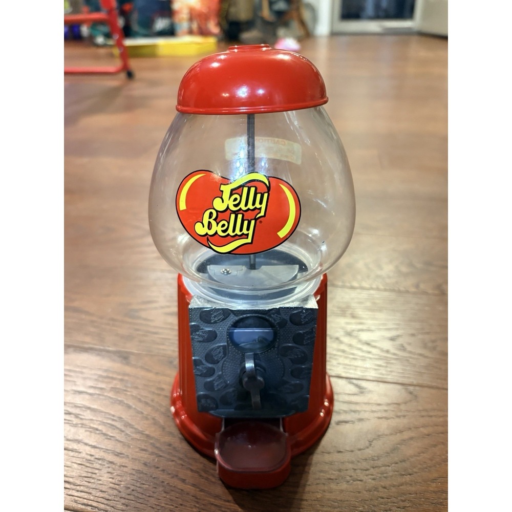Vintage Jelly Belly Dispenser Machine - Glass & Metal Coin Candy Gumball Bank